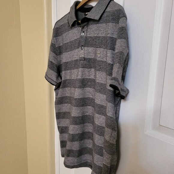 Michael Kors Polo Shirt, Grey and Black Strips SIZE: MEDIUM - Picture 2 of 6